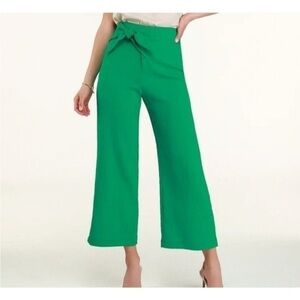 Astr The Label Asher Emerald Green Ribbed Wide-Leg Tie-Front Pants Size Small
